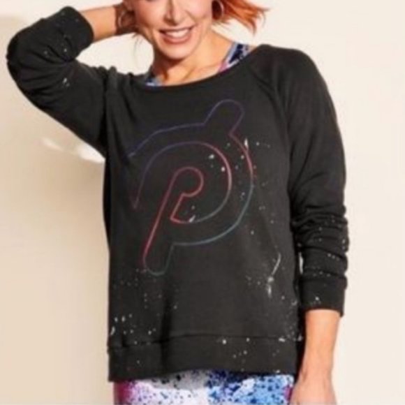 Peloton X Chaser Splatter Crew Sweatshirt black size Medium - Picture 1 of 5